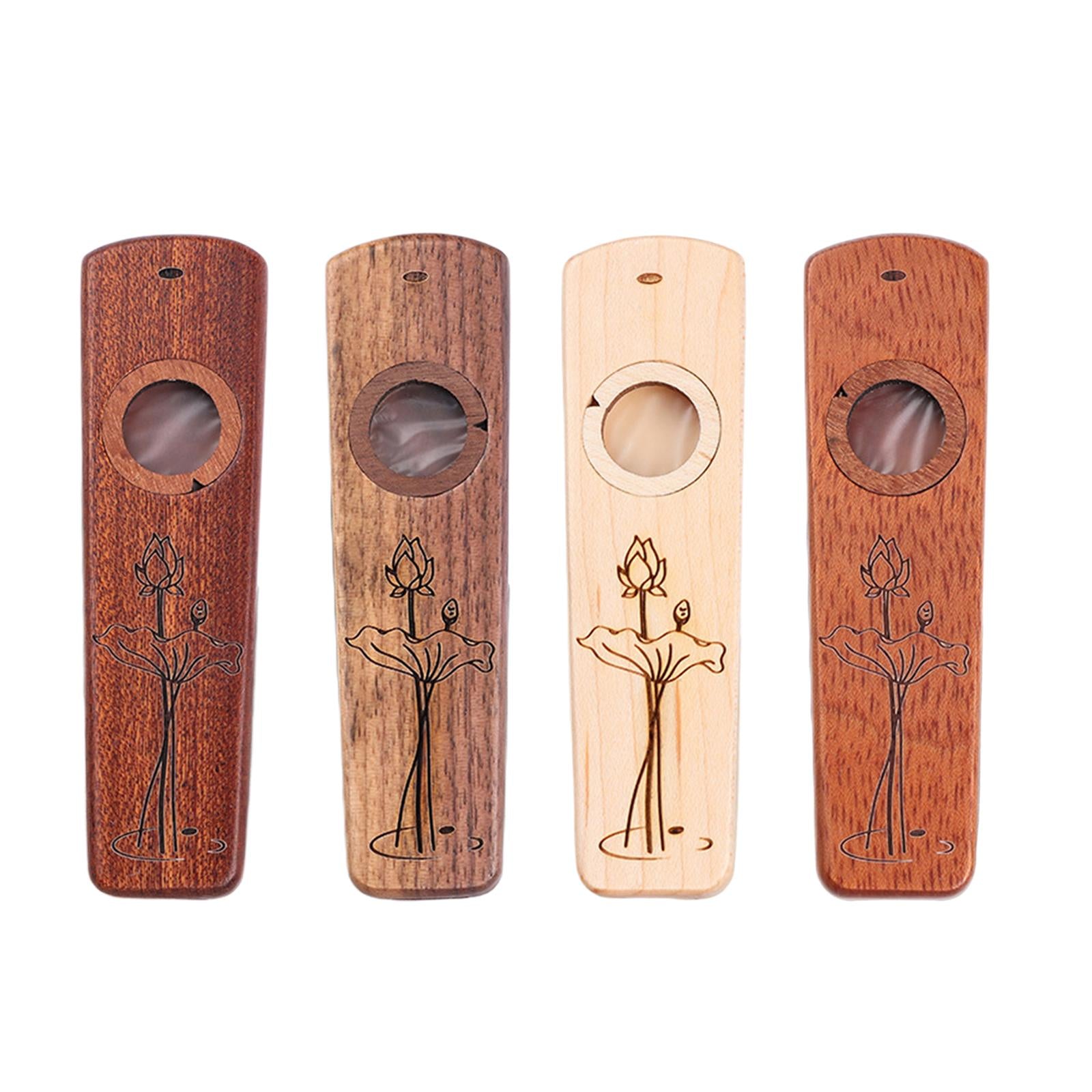 Harmonica Flutes Wind Instrument with Case Wooden Kazoo Wood