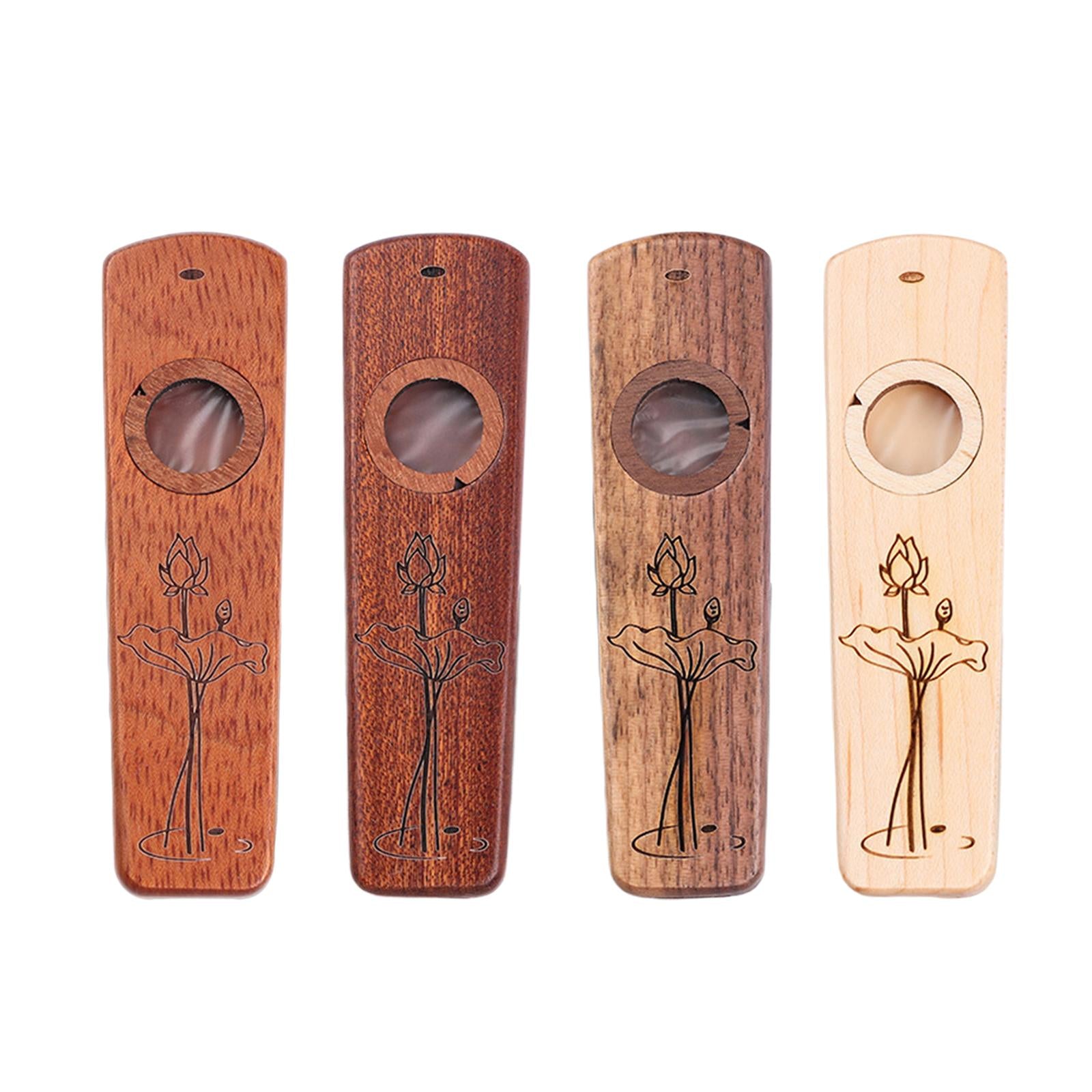 Harmonica Flutes Wind Instrument with Case Wooden Kazoo Wood