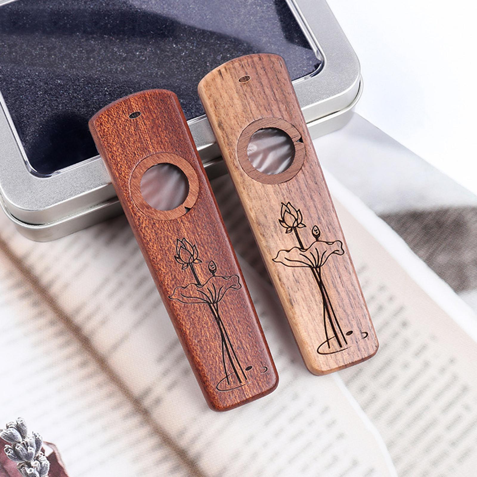Harmonica Flutes Wind Instrument with Case Wooden Kazoo Walnut