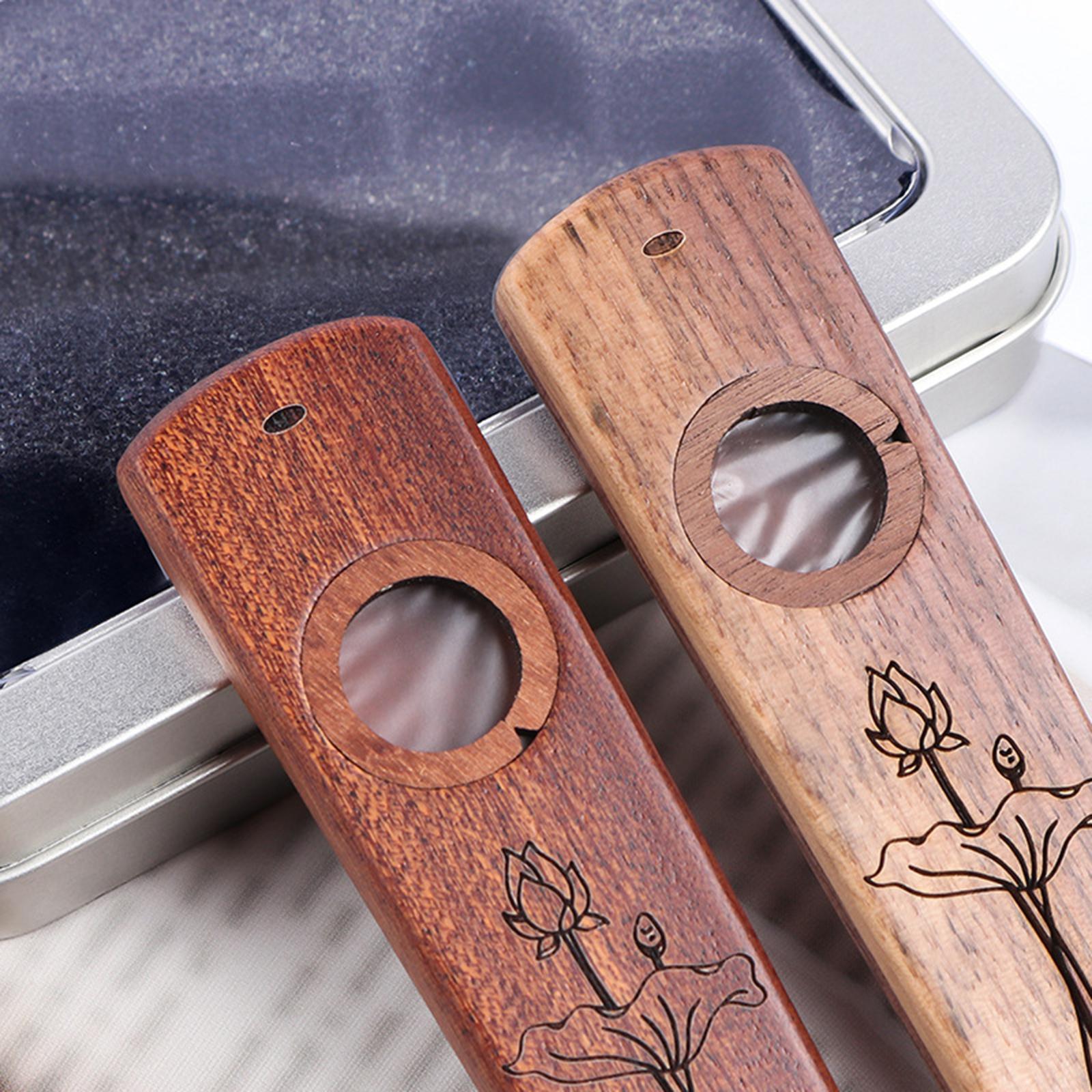 Harmonica Flutes Wind Instrument with Case Wooden Kazoo Walnut