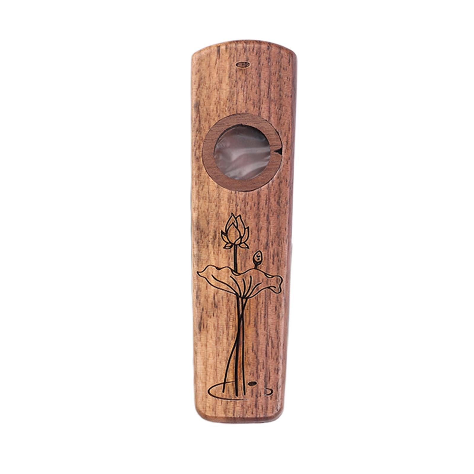 Harmonica Flutes Wind Instrument with Case Wooden Kazoo Walnut