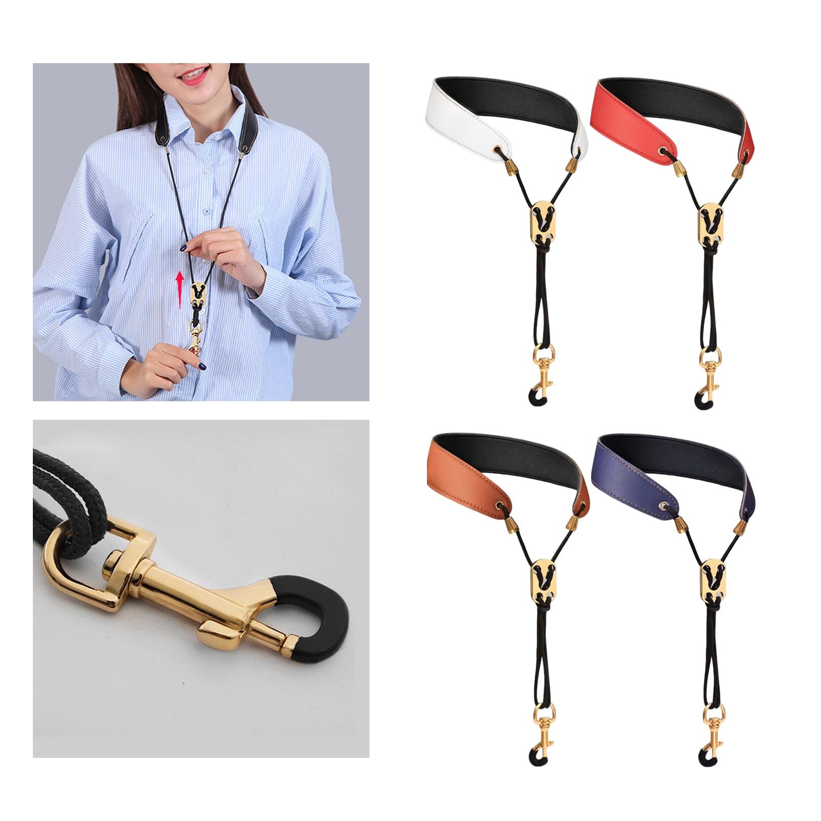 Saxophone Neck Strap Padded Comfortable for Soprano Saxophone Bass Clarinet White
