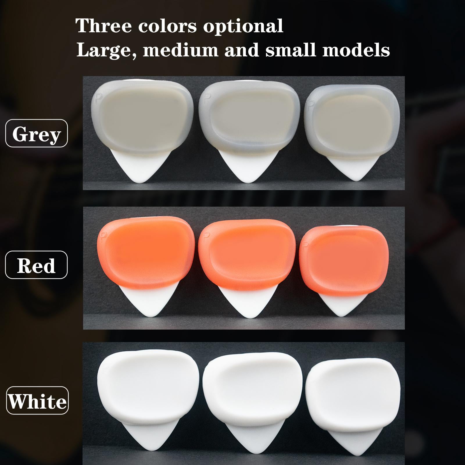 3Pcs Guitar Picks Thumb Finger Picks 0.6/0.96/1.2mm for Bass Acoustic Guitar Gray
