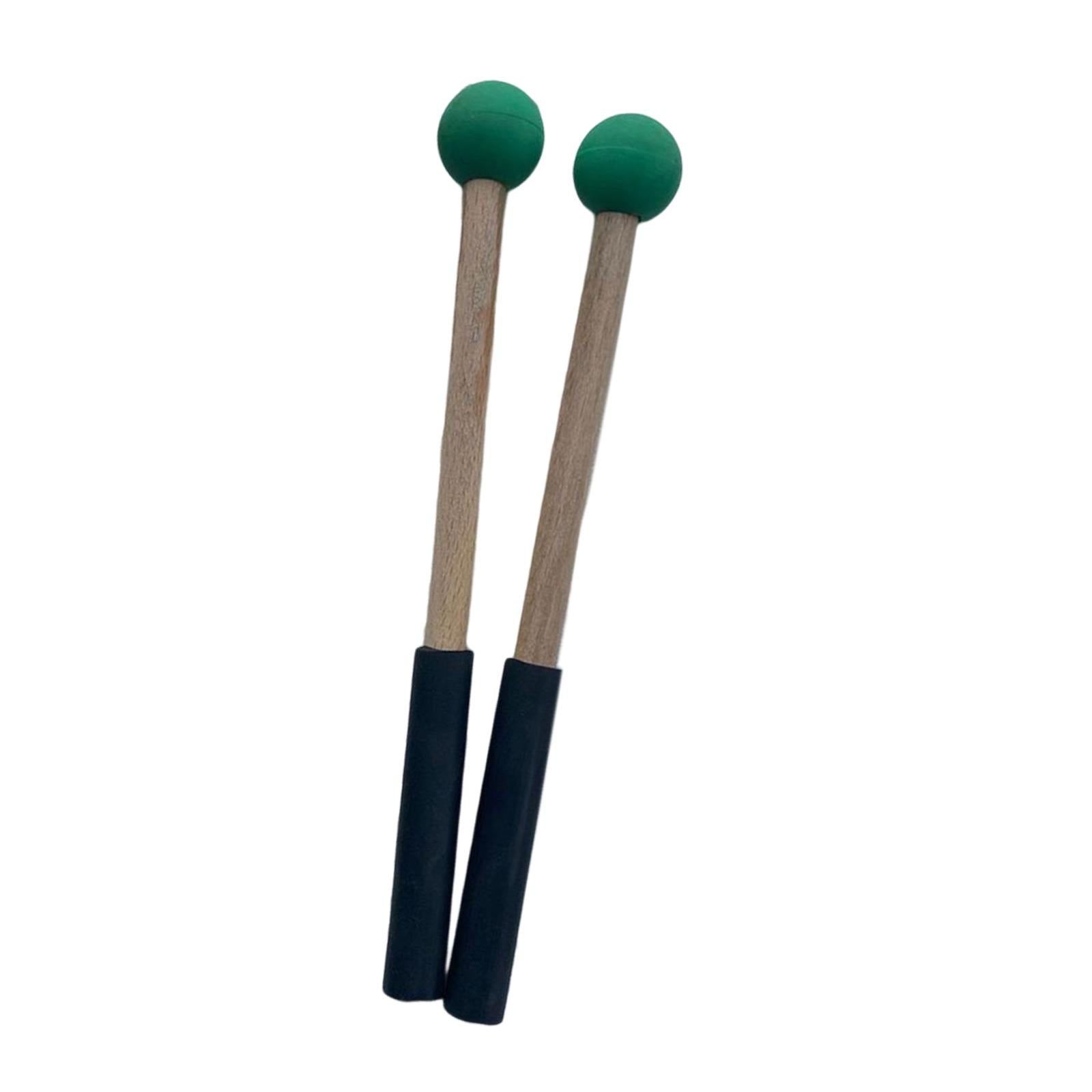 2x Silicone Drumsticks Hand Percussion Mallets for Glockenspiel Xylophone Green