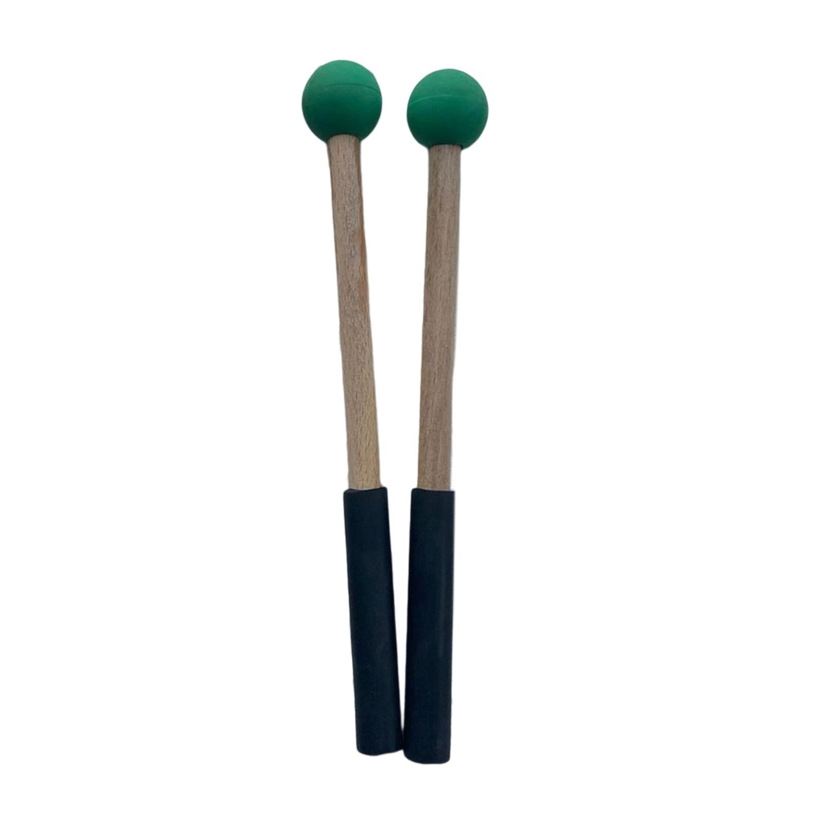 2x Silicone Drumsticks Hand Percussion Mallets for Glockenspiel Xylophone Green