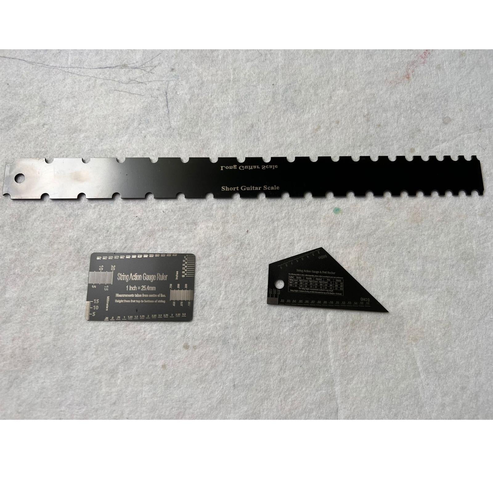 3 Pieces Guitar Neck Notched Straight Ruler Stainless Steel Fret Rocker