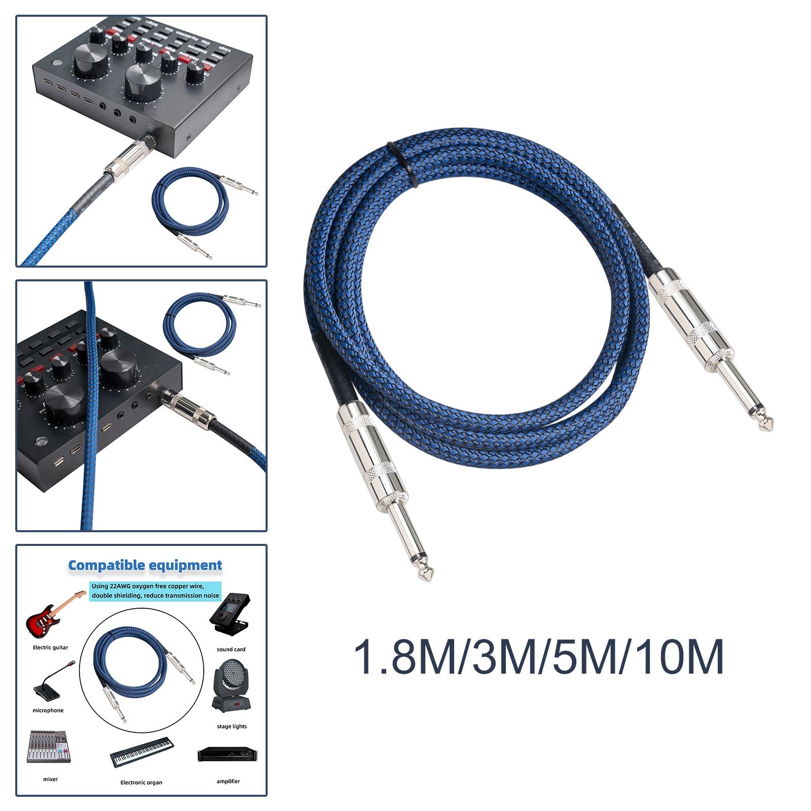 1/4 Straight Instrument Cable Electric Instrument Cable for Speaker Mixer 1.8 Meters"