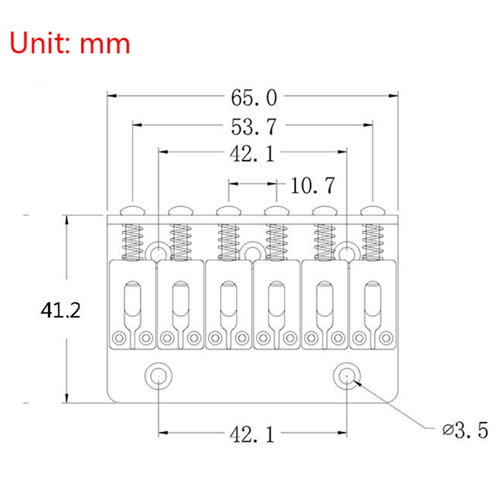 6 String Hardtail Bridge 65mm for Electric Guitar Replacement Parts Accs