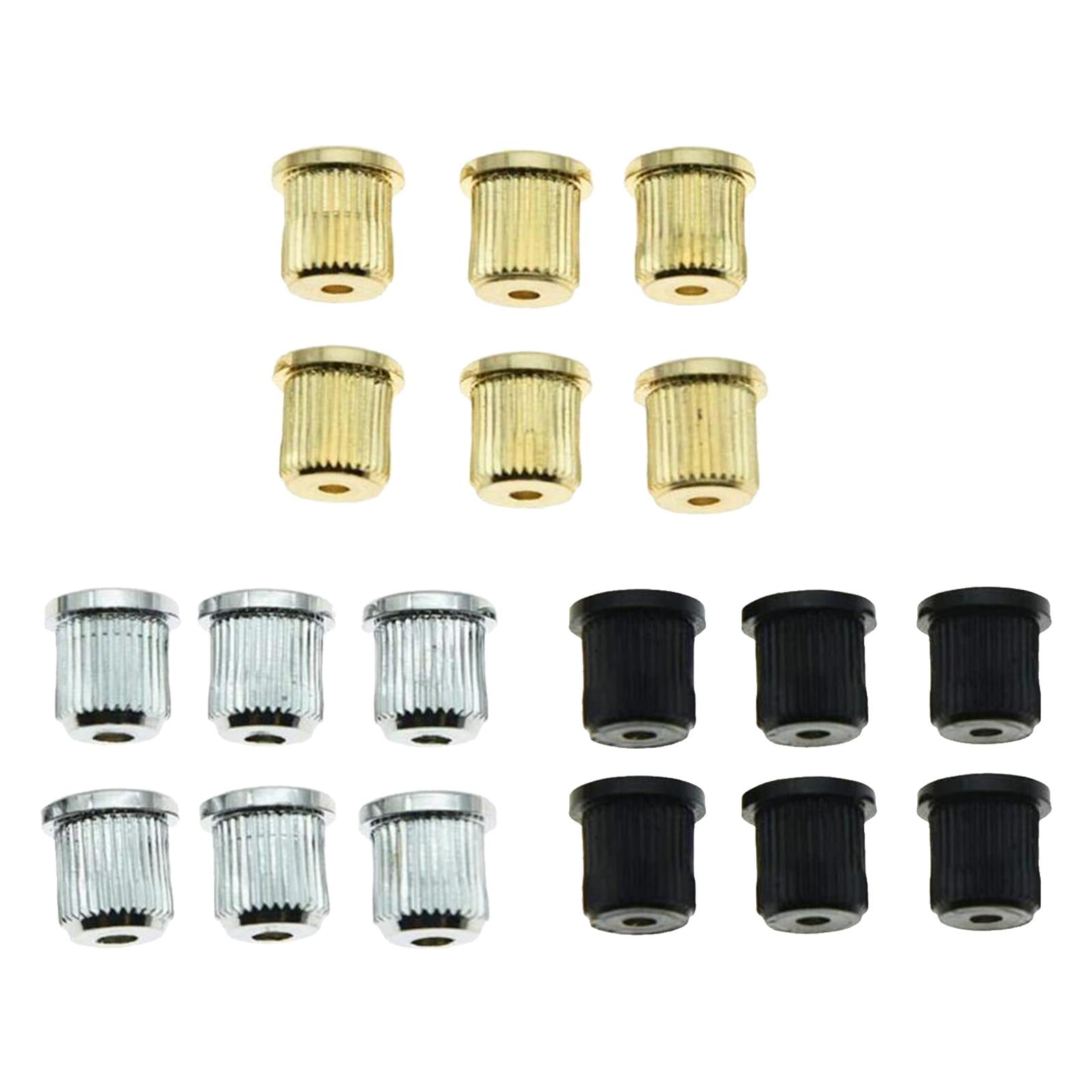 6 Pieces Durable Iron Guitar Through Body String Ferrules Replacement Parts Golden