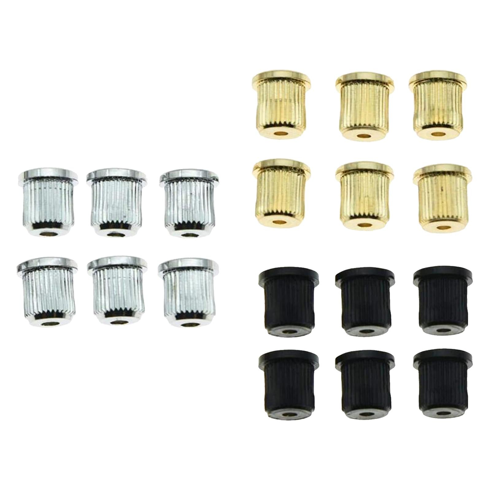 6 Pieces Durable Iron Guitar Through Body String Ferrules Replacement Parts Golden