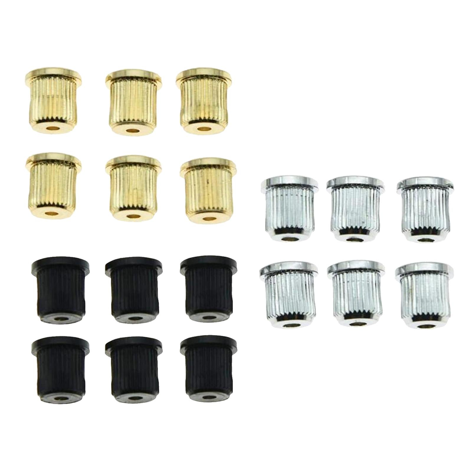 6 Pieces Durable Iron Guitar Through Body String Ferrules Replacement Parts Golden