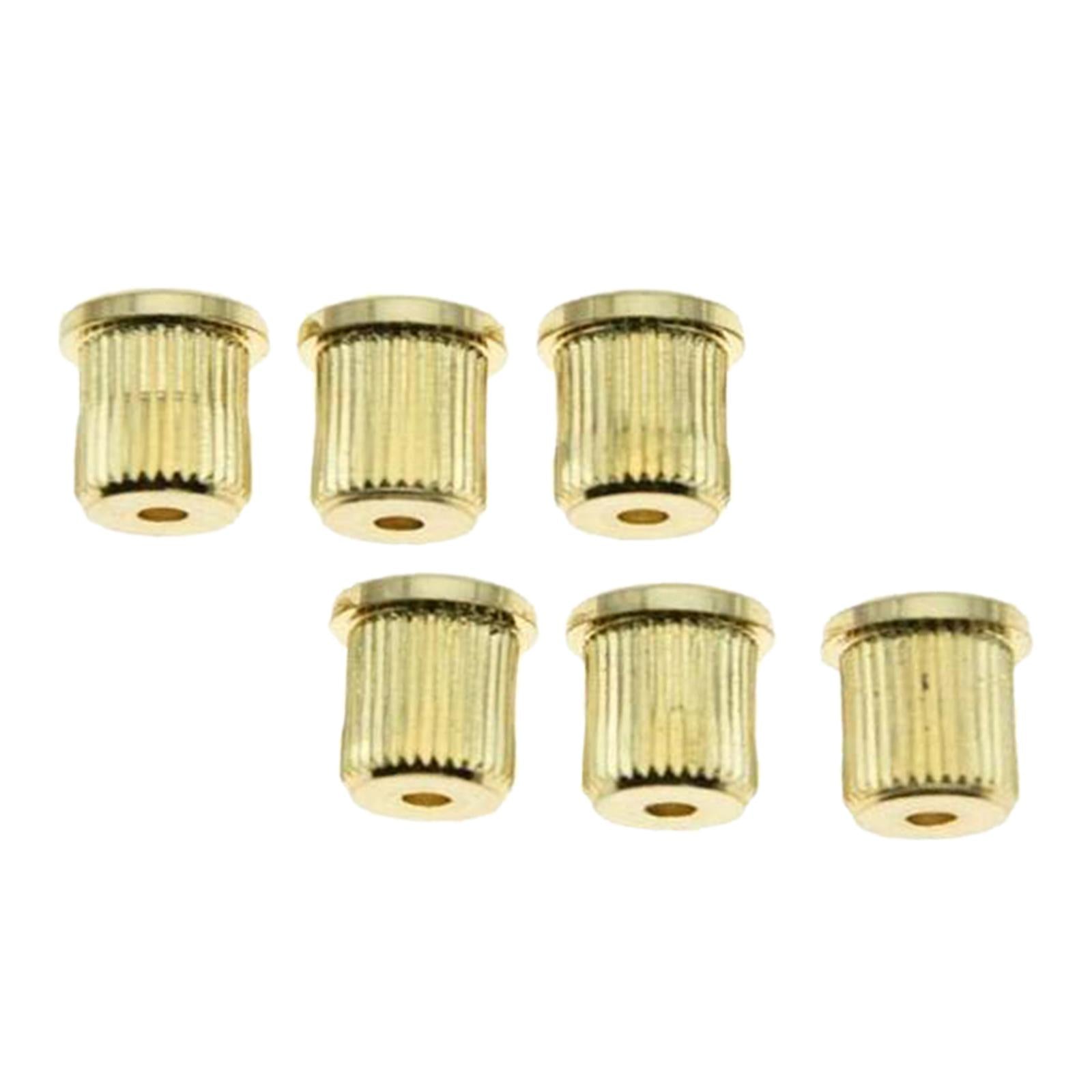 6 Pieces Durable Iron Guitar Through Body String Ferrules Replacement Parts Golden