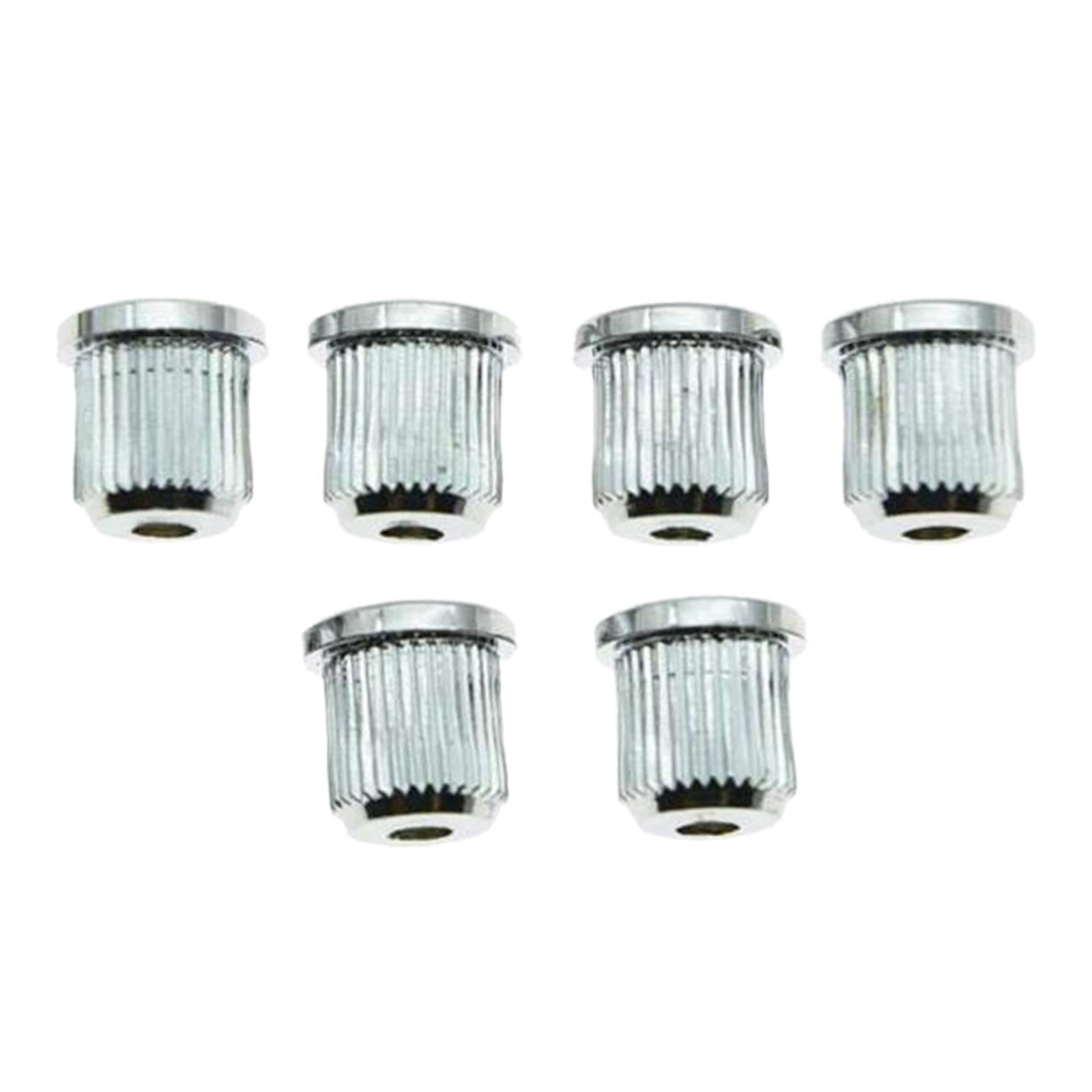 6 Pieces Durable Iron Guitar Through Body String Ferrules Replacement Parts Silver