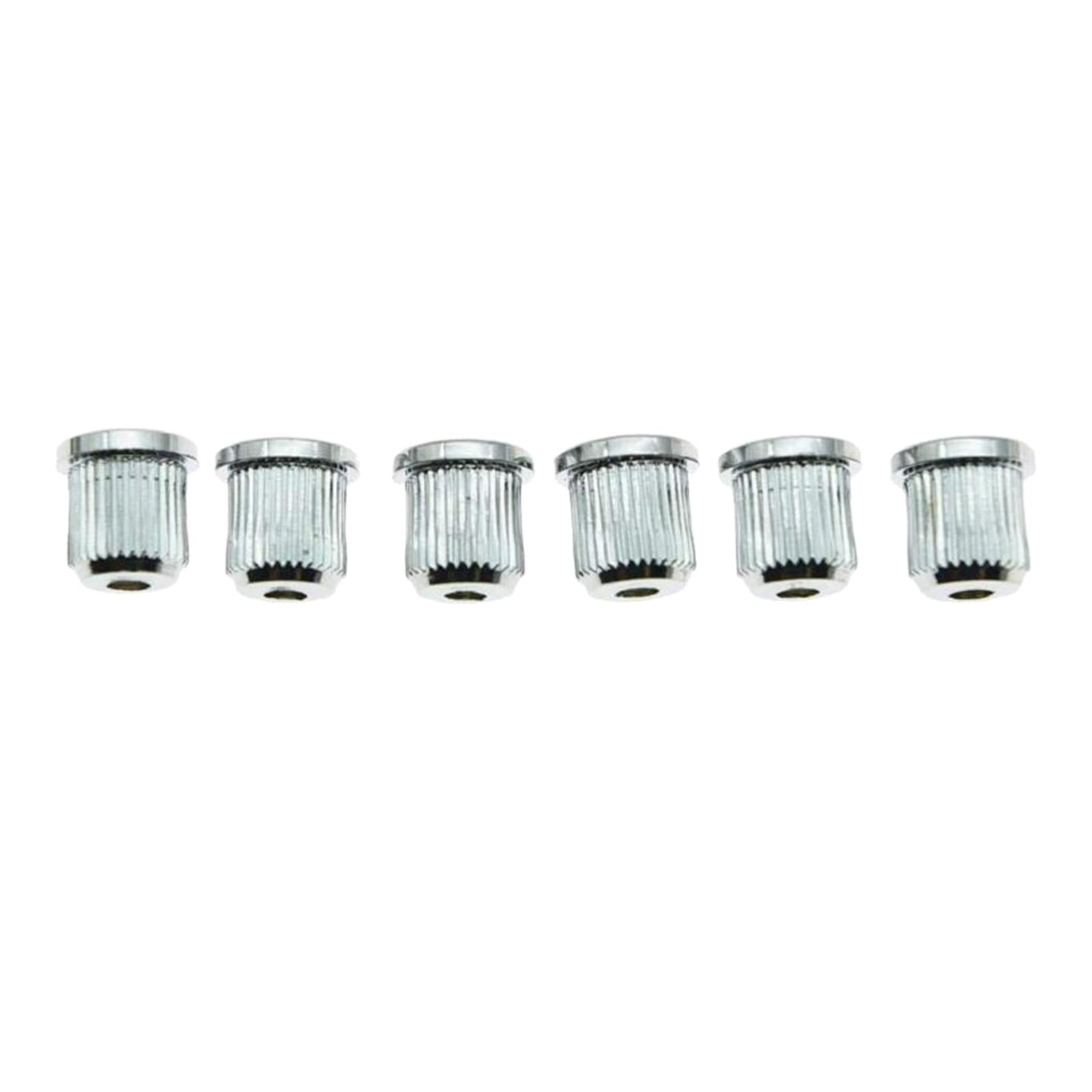 6 Pieces Durable Iron Guitar Through Body String Ferrules Replacement Parts Silver