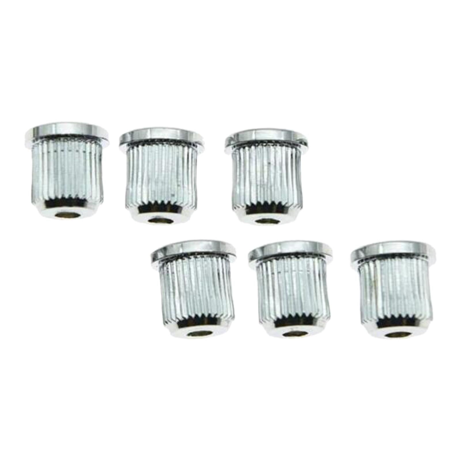 6 Pieces Durable Iron Guitar Through Body String Ferrules Replacement Parts Silver