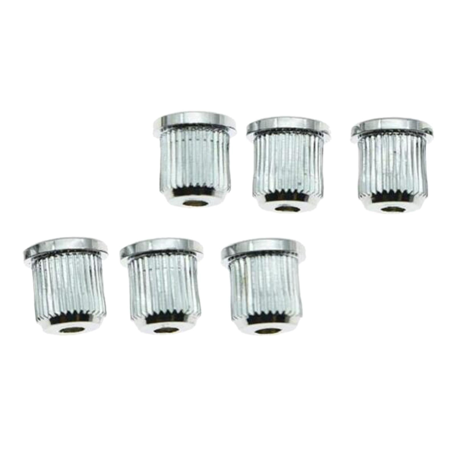 6 Pieces Durable Iron Guitar Through Body String Ferrules Replacement Parts Silver