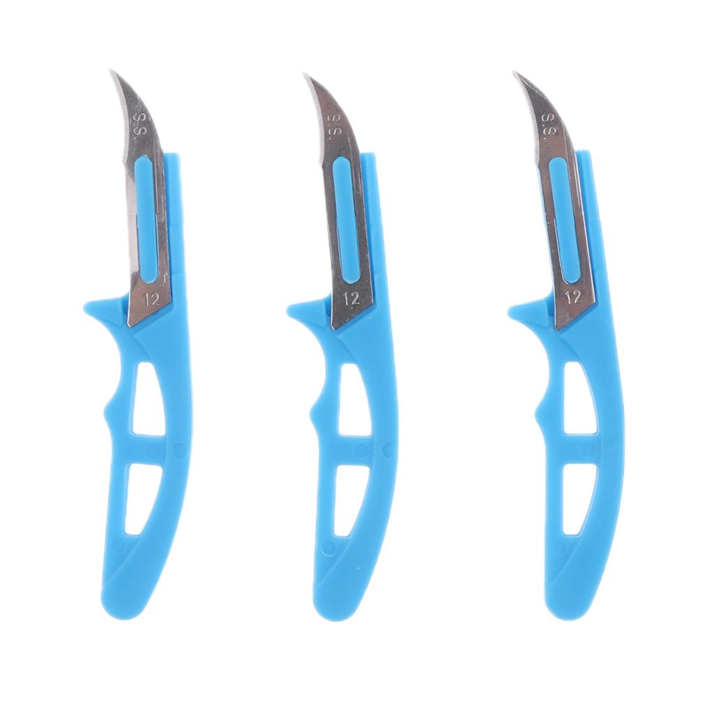 3 Pieces Stainless Steel Mini Castrator Pocket Scalpel Hunting Butcher Knife