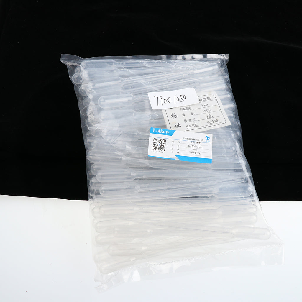 100 Pieces Disposable Plastic Eye Droppers Transfer Graduated Pipettes 2mL
