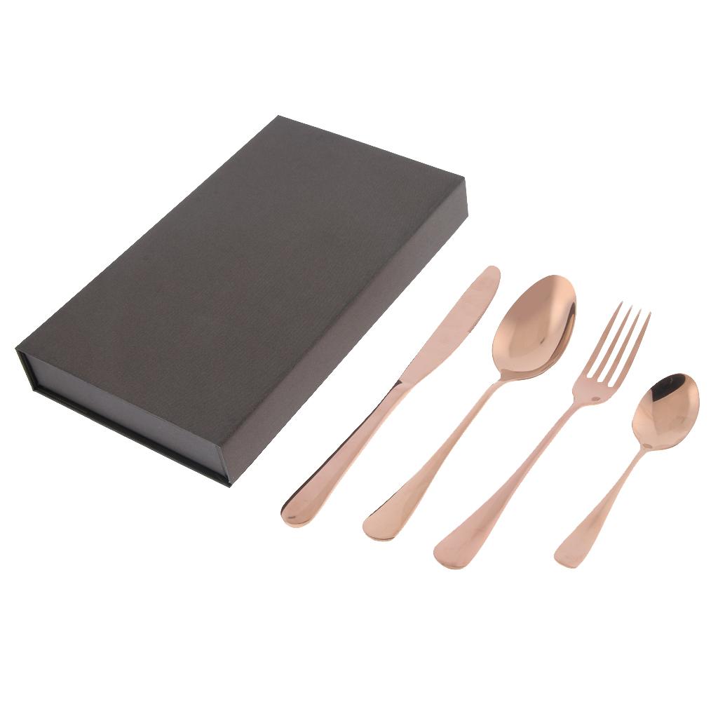 Stainless Steel Flatware Set Knife Fork Spoon Steak Cutlery Set Rose Gold