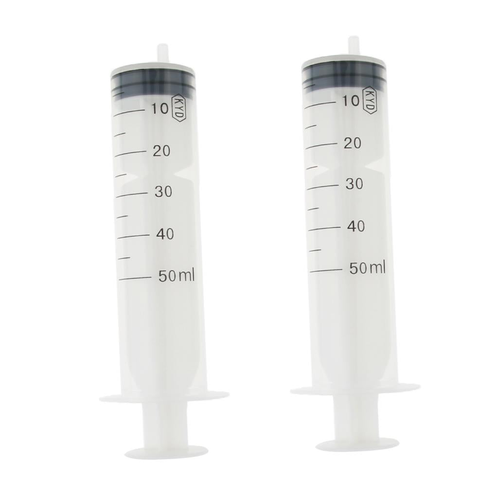 2pcs Plastic Nutrient Syringe Measuring Disposable Sampler Injector 50ml