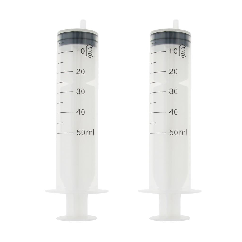 2pcs Plastic Nutrient Syringe Measuring Disposable Sampler Injector 50ml