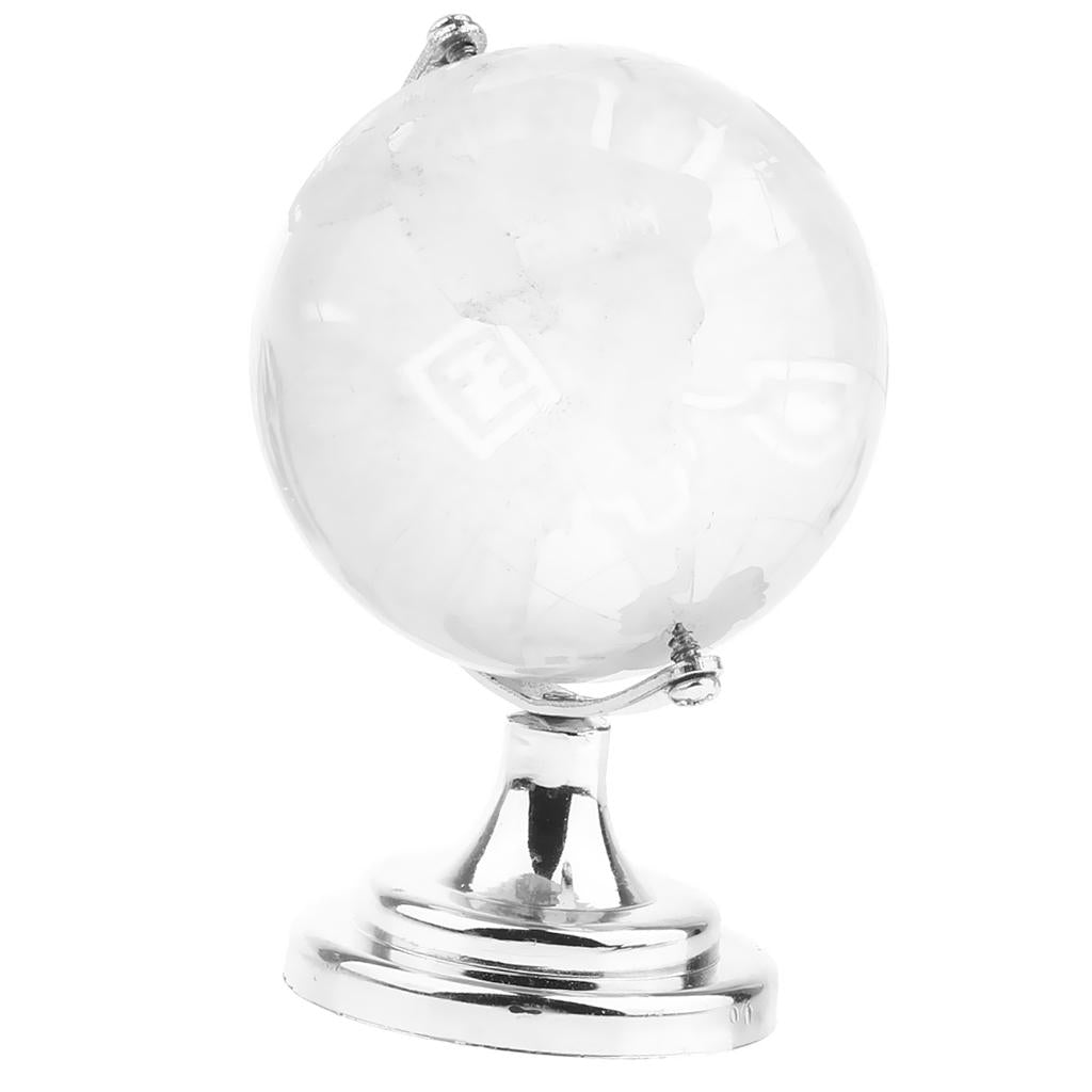 Silver Stand Crystal World Globe Wedding Gift Paperweight 90mm height