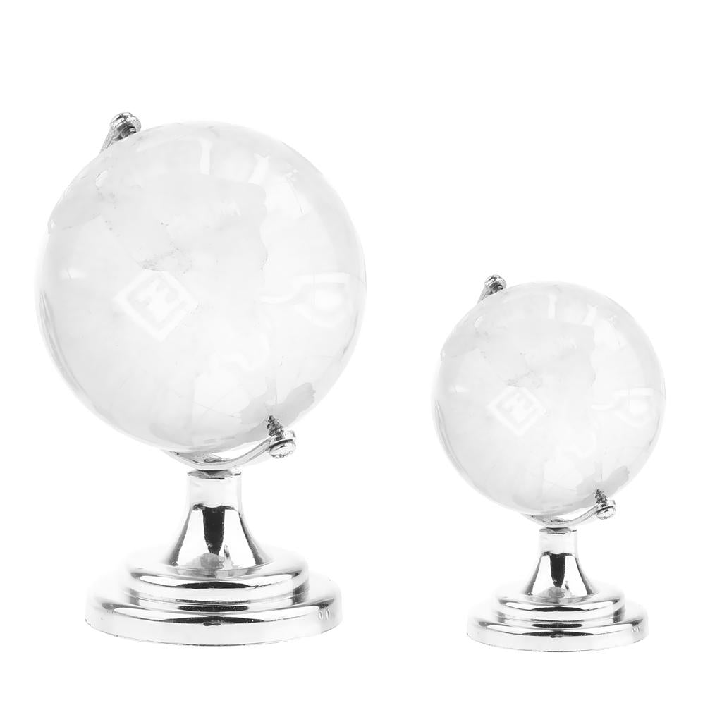 Silver Stand Crystal World Globe Wedding Gift Paperweight 90mm height
