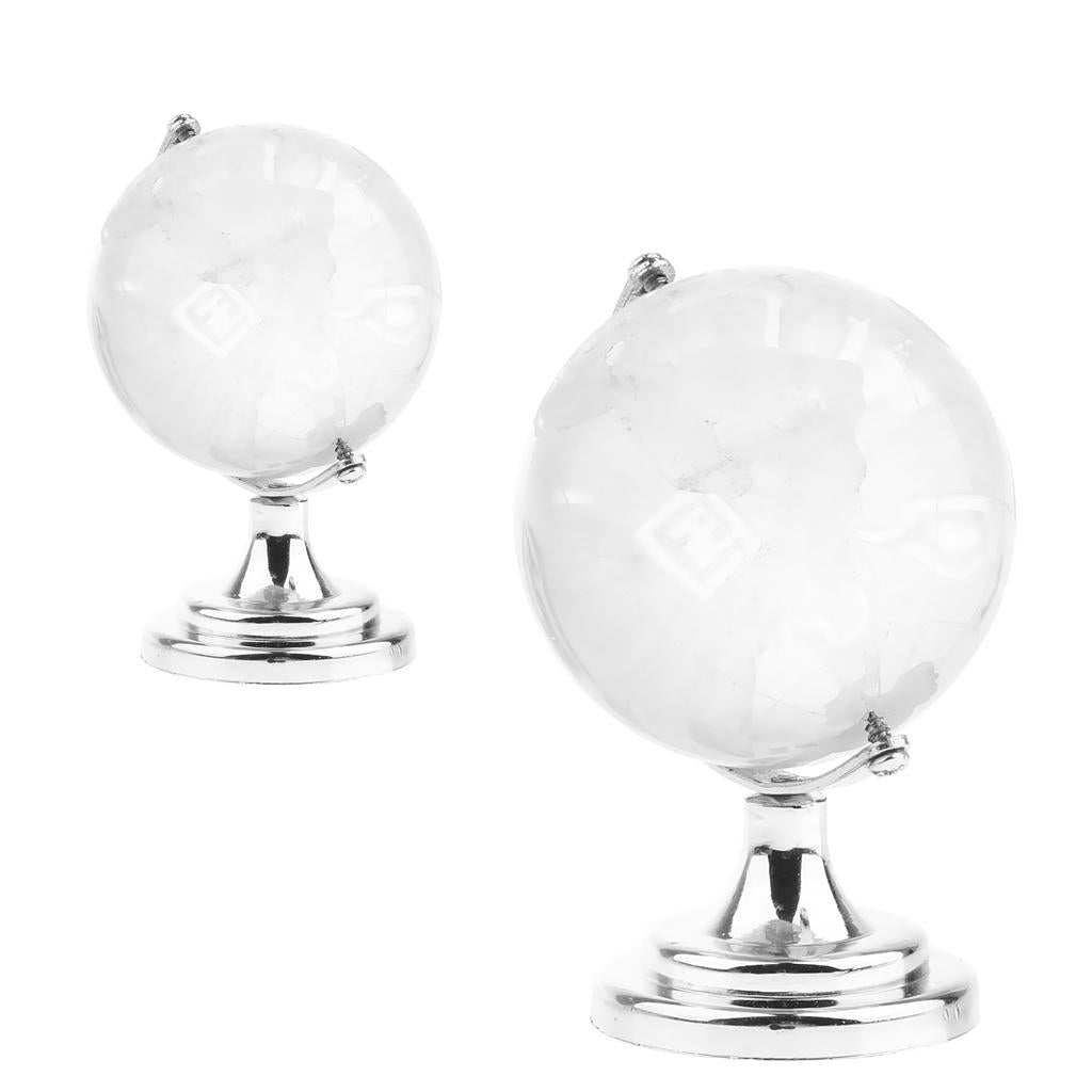 Silver Stand Crystal World Globe Wedding Gift Paperweight 90mm height