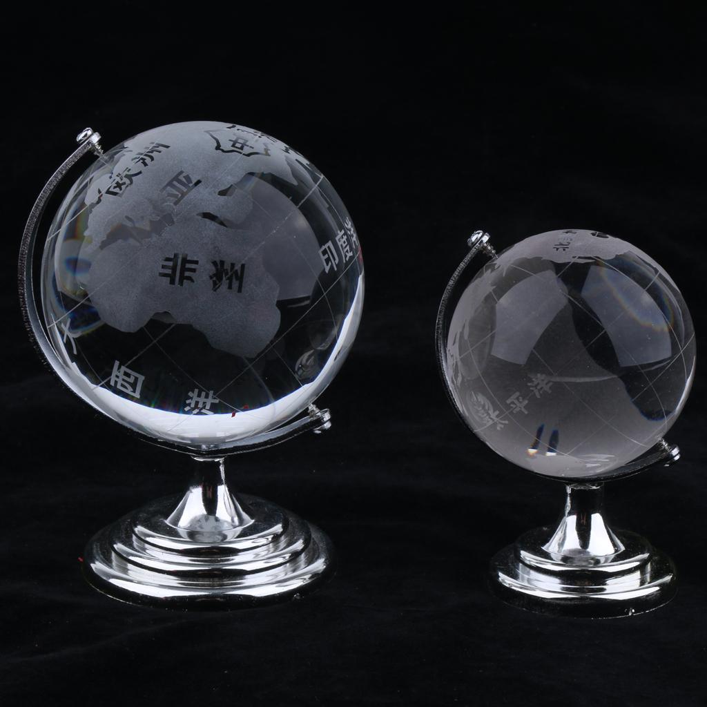 Silver Stand Crystal World Globe Wedding Gift Paperweight 90mm height