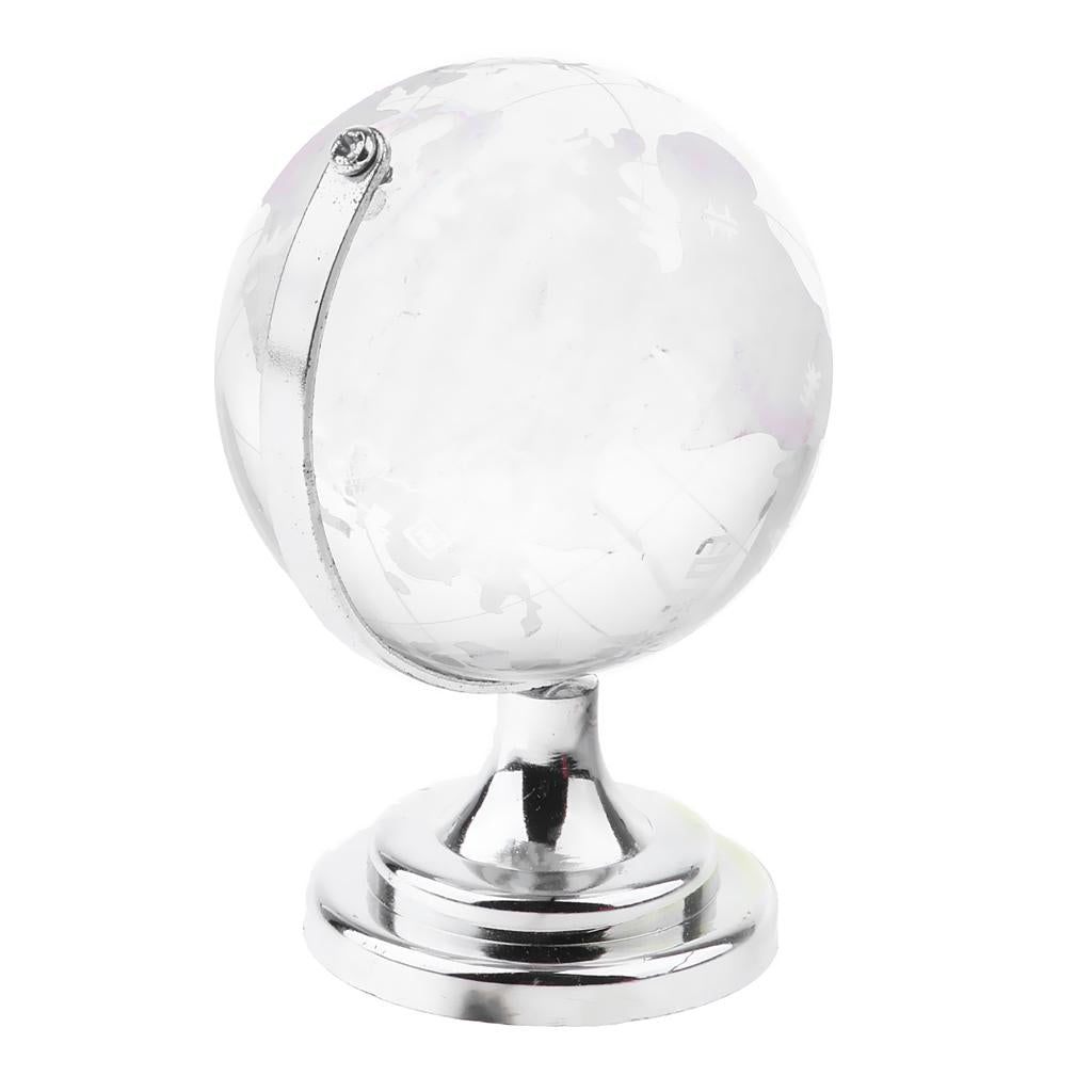 Silver Stand Crystal World Globe Wedding Gift Paperweight 150mm height
