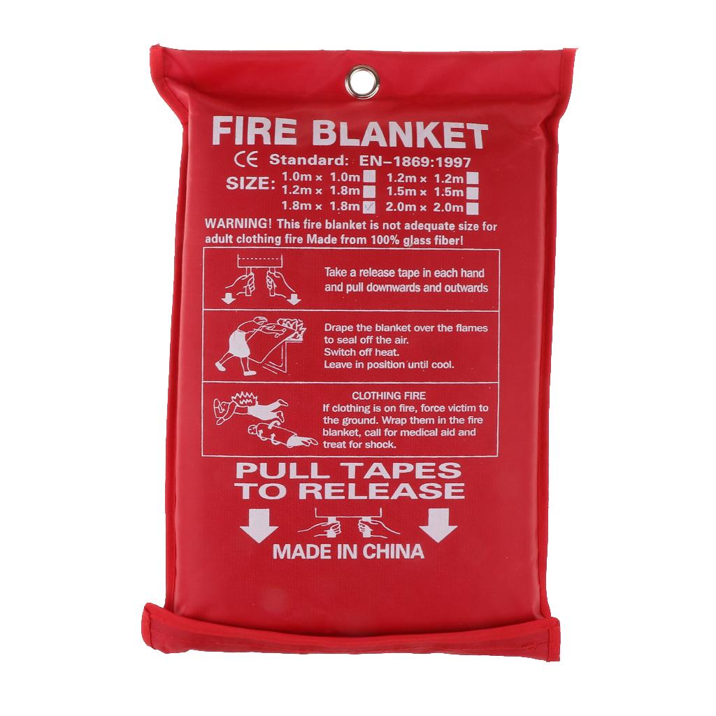Fire Blanket, Fiberglass Fire Flame Retardent Emergency Surival Fire Shelter 1.8x1.8m