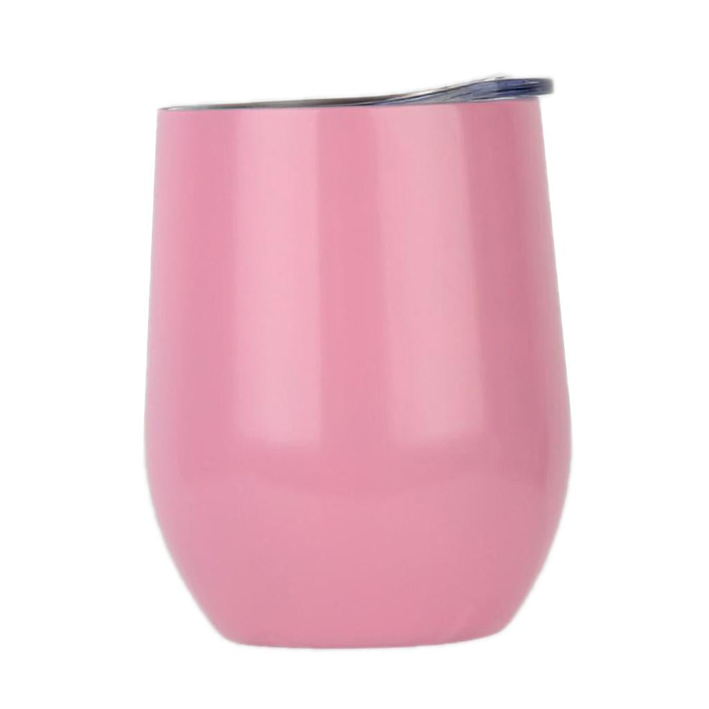 Insulated Stainless Steel Wine Double Wall Vacuum Cup 12oz Light Pink