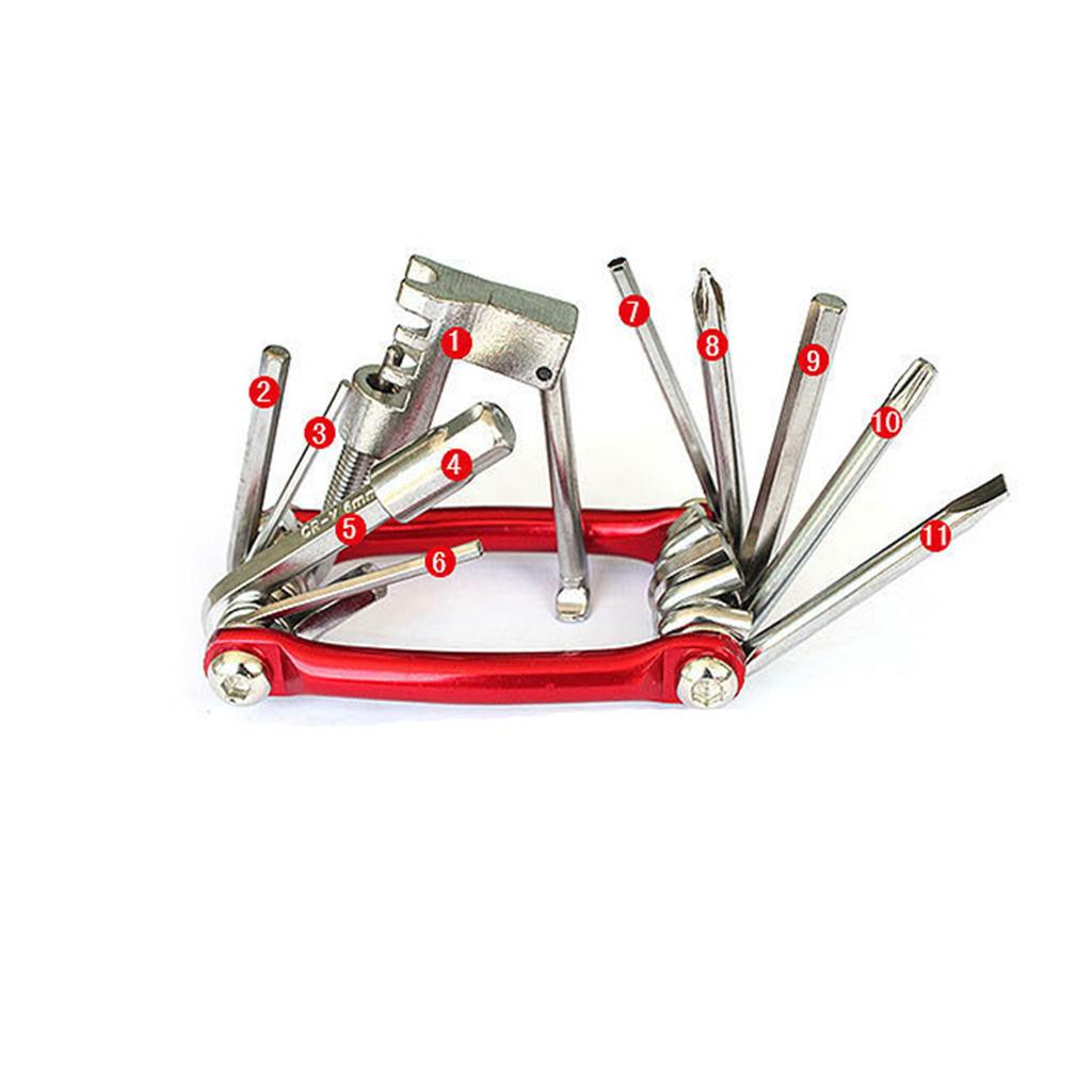 11 in 1 Multifunctional Bicycle Repair Tool Kits With Torque Wrench Red