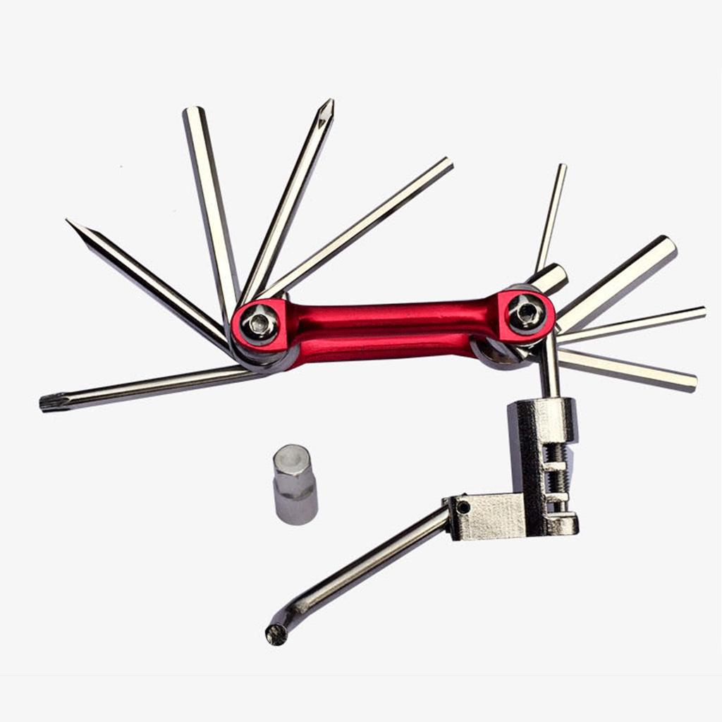 11 in 1 Multifunctional Bicycle Repair Tool Kits With Torque Wrench Red