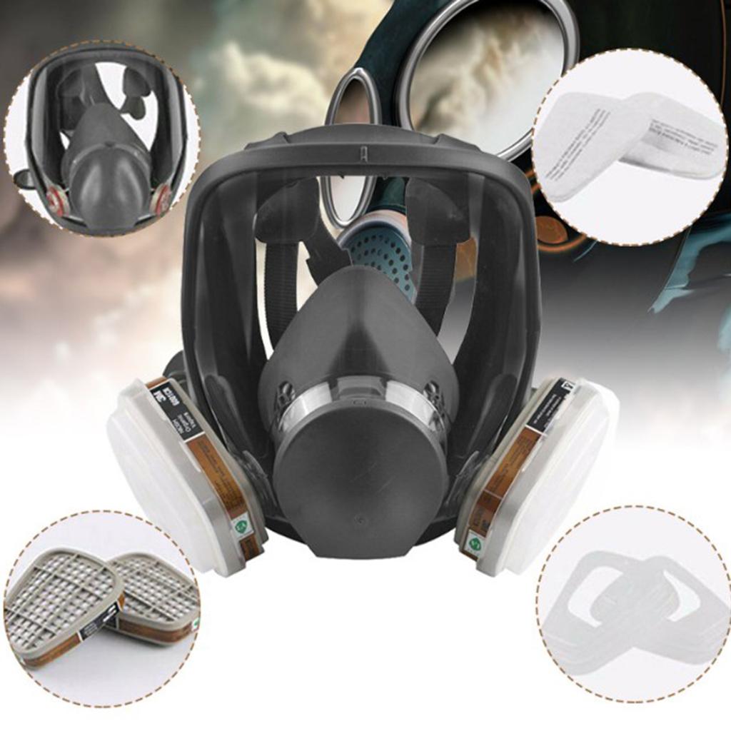 Full Face Smoke Gas Filter Guards Shields Anti-fog Facepiece w/ Cartrige
