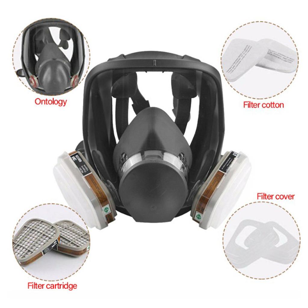Full Face Smoke Gas Filter Guards Shields Anti-fog Facepiece w/ Cartrige