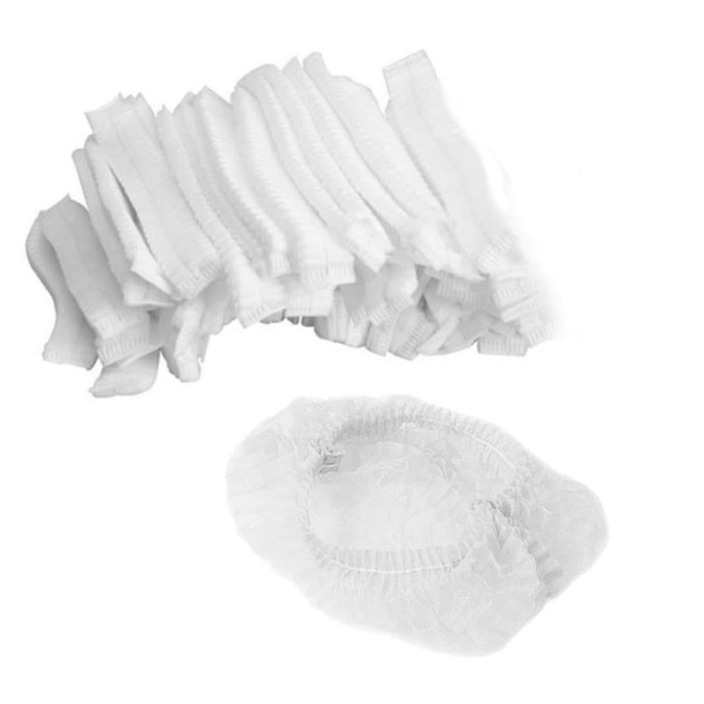 50pcs/pack Disposable Hair Caps Nets Shower Covers Tanning Catering Cap White
