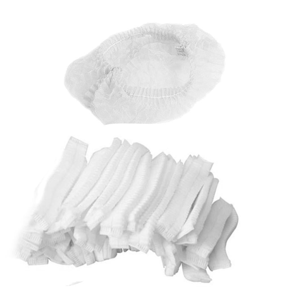 50pcs/pack Disposable Hair Caps Nets Shower Covers Tanning Catering Cap White