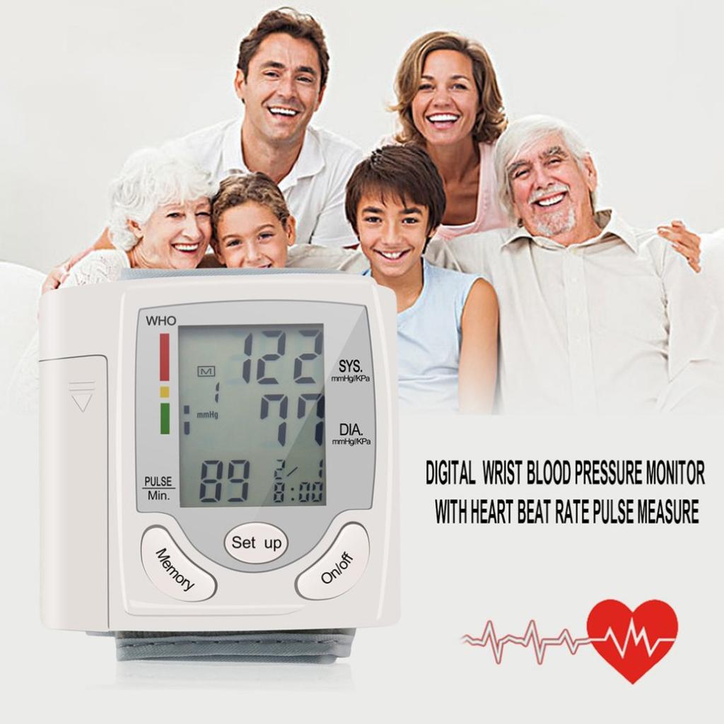 Automatic Digital Wrist Blood Pressure Monitor Cuff Machine Home Test Device