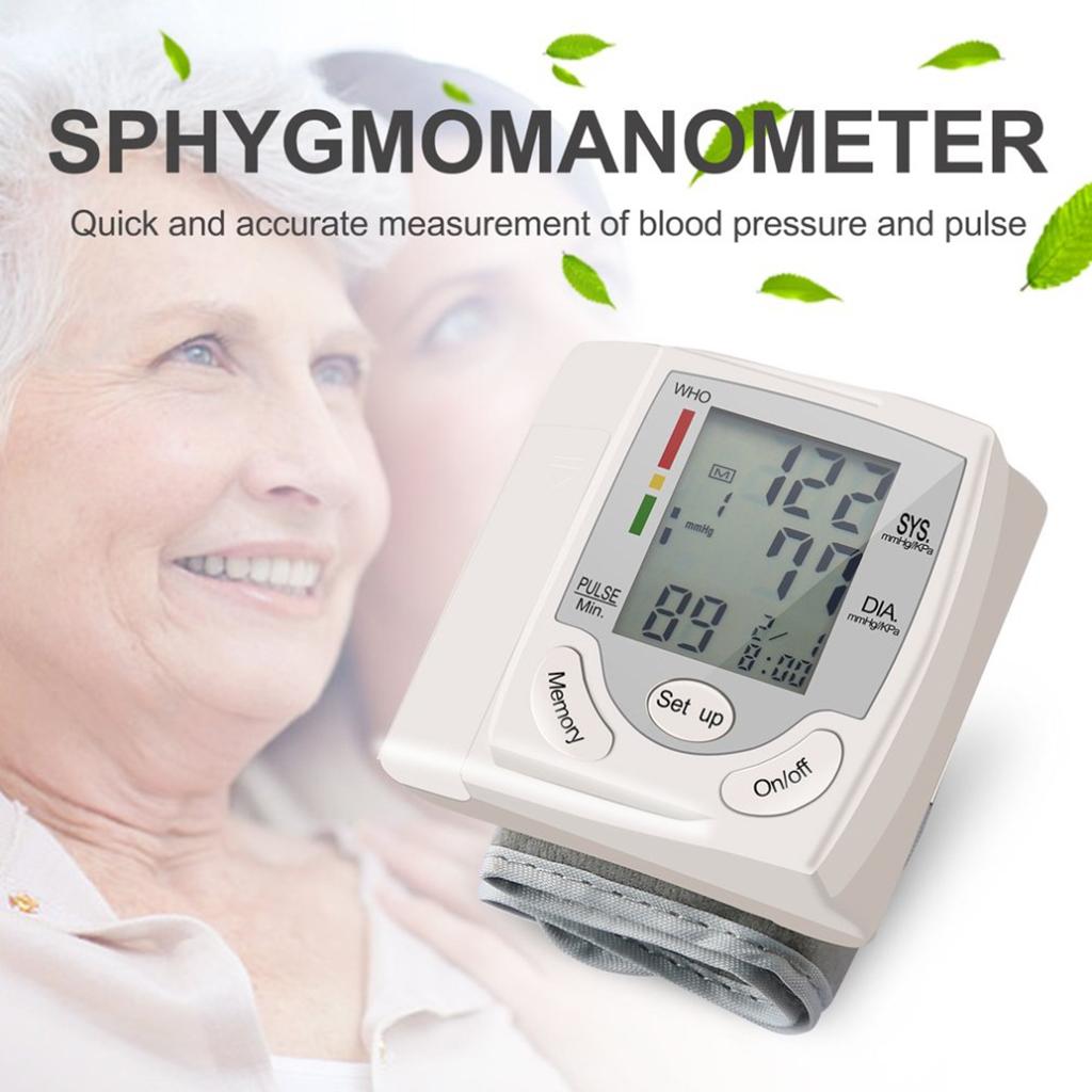 Automatic Digital Wrist Blood Pressure Monitor Cuff Machine Home Test Device