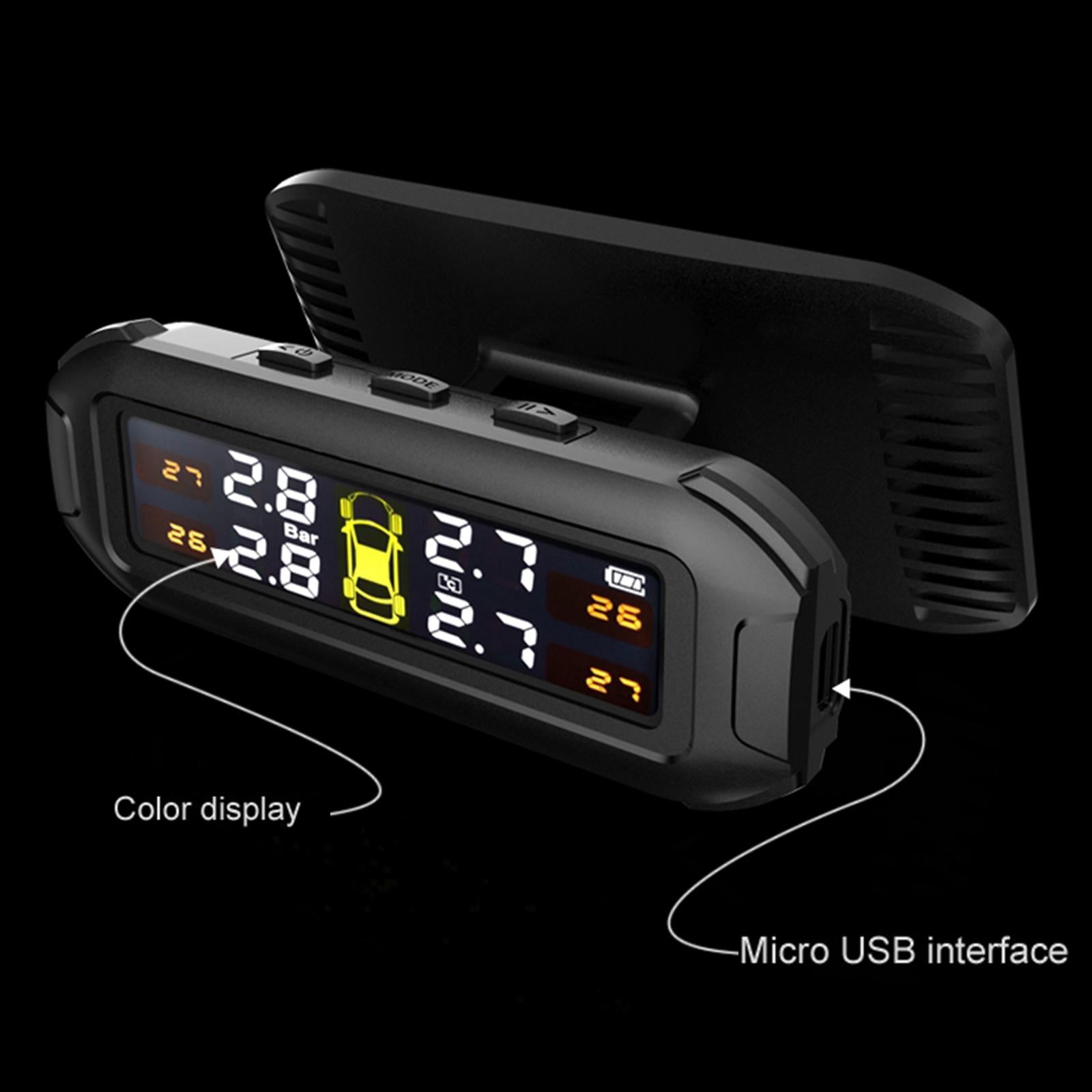 Solar TPMS LCD Car Tire Pressure Monitoring System and 4 External Sensors