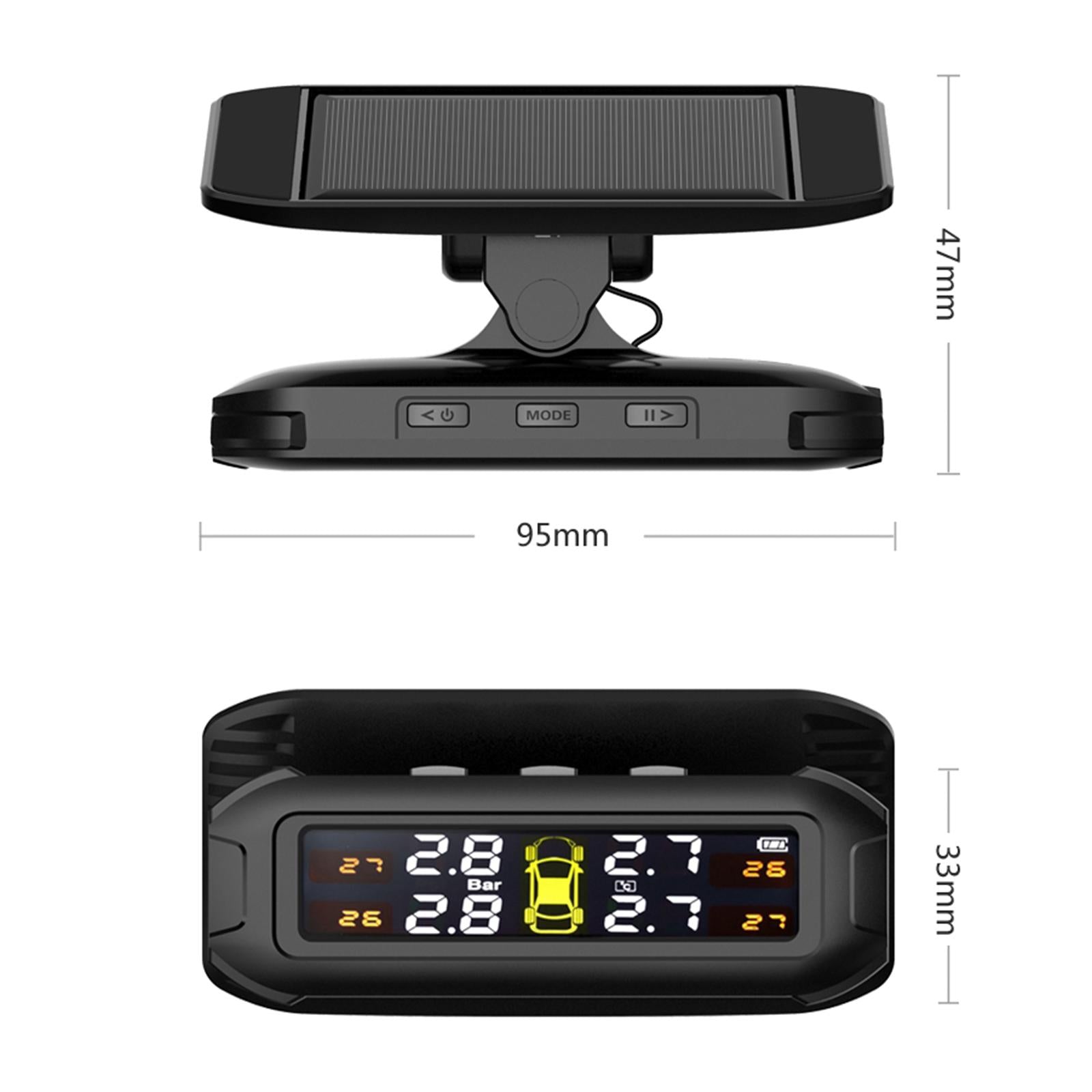 Solar TPMS LCD Car Tire Pressure Monitoring System and 4 External Sensors