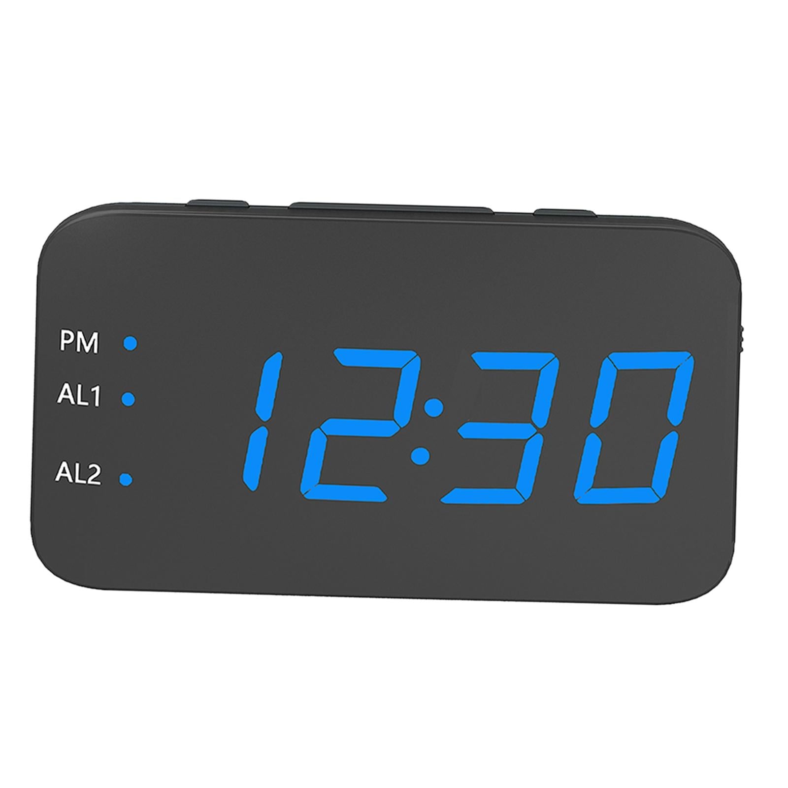 Digital Alarm Clock Led LED Display Snooze Desk Temperature Display Blue