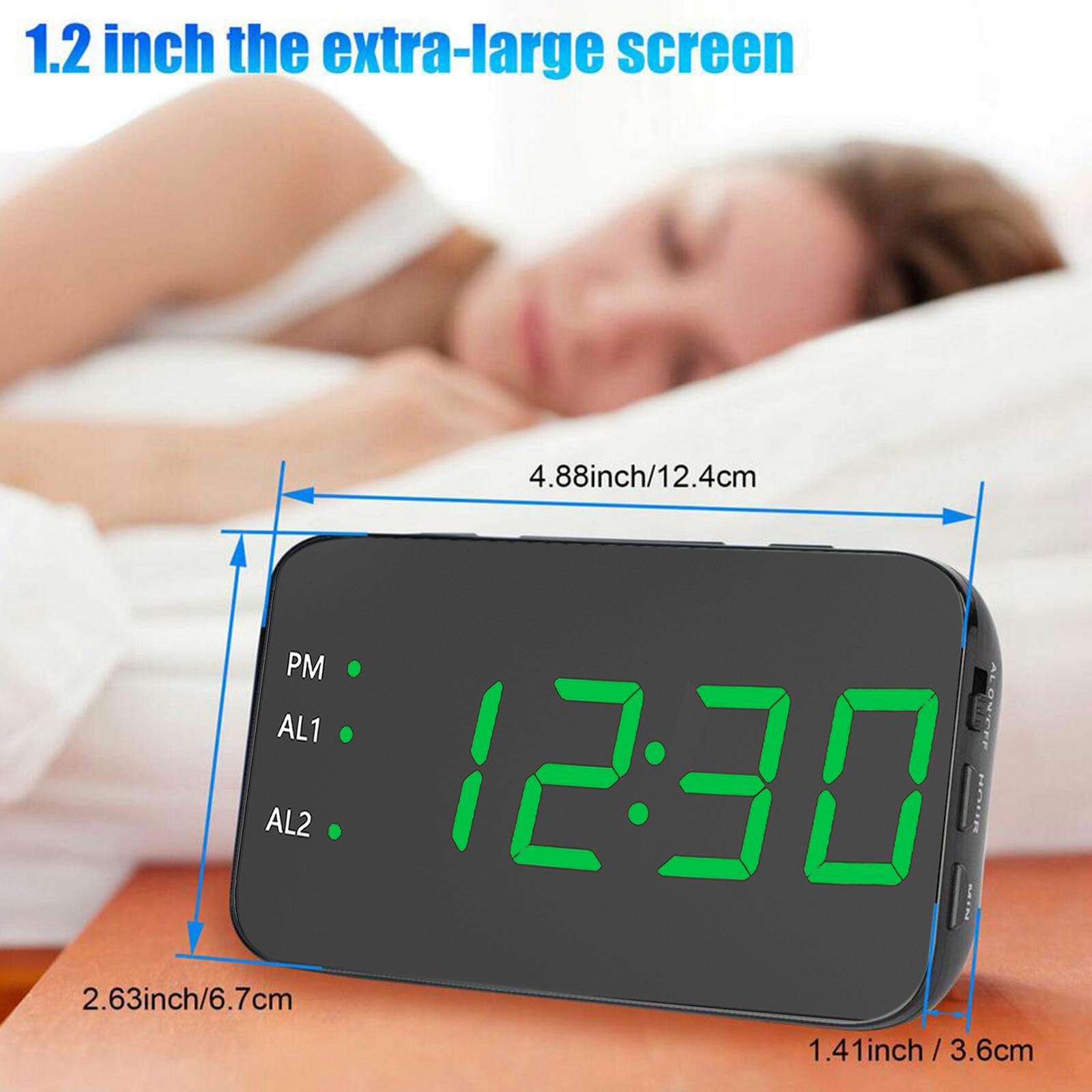 Digital Alarm Clock Led LED Display Snooze Desk Temperature Display Green