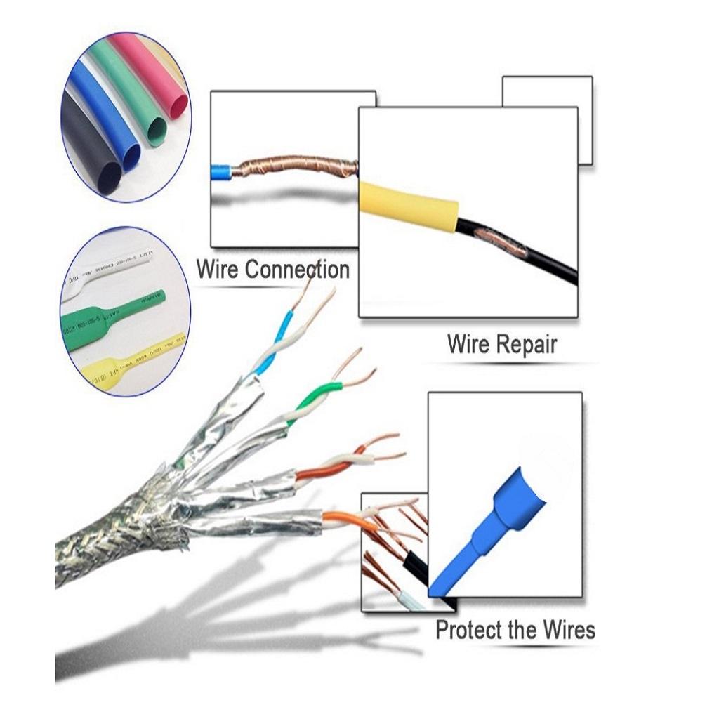 530 Polyolefin Heat Shrink Wire Wrap Electrical Connection Cable Tubing Kit