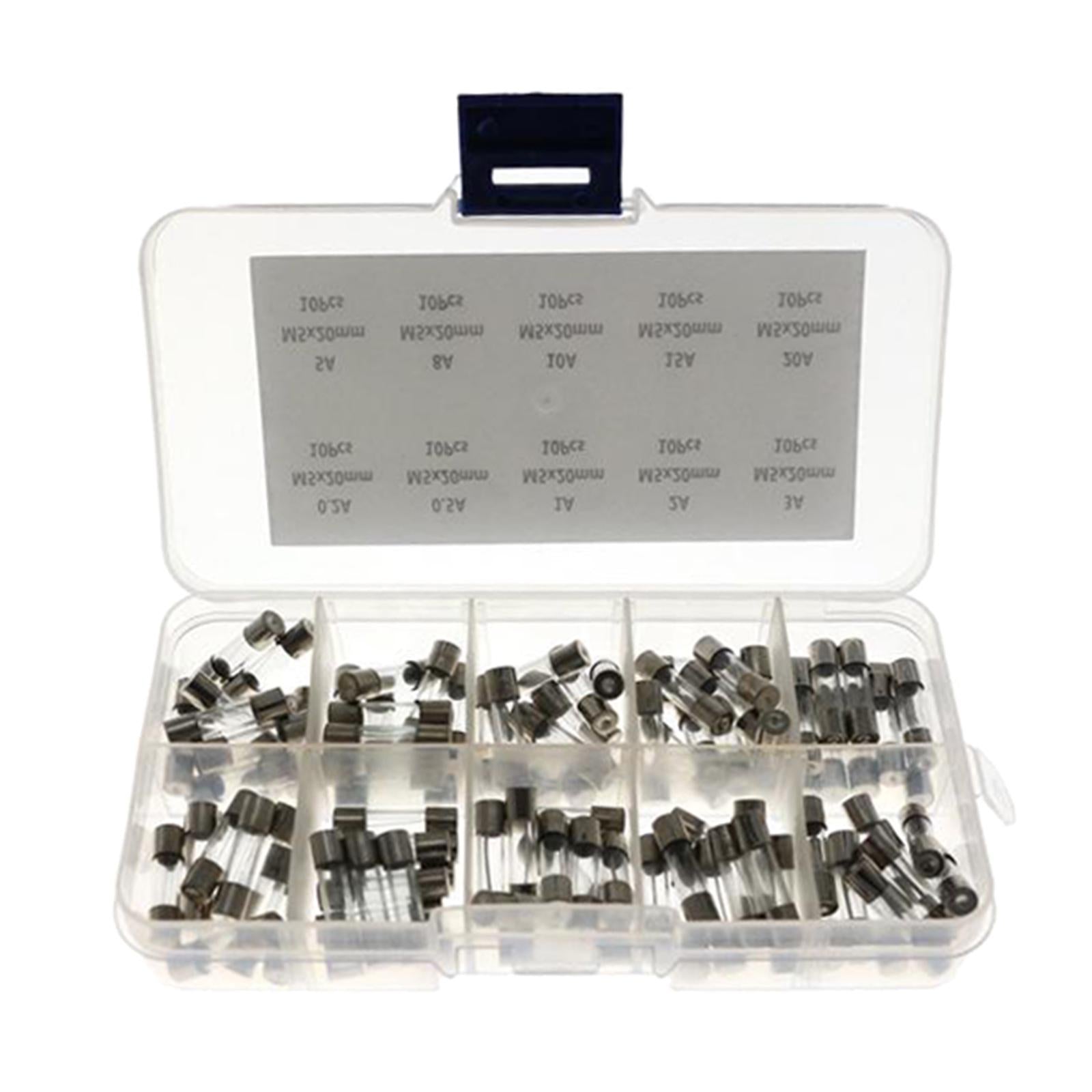 100pcs 1A 5V Quick Blow Fusing Glass Fuse 5X20mm Assortment with Storage Box