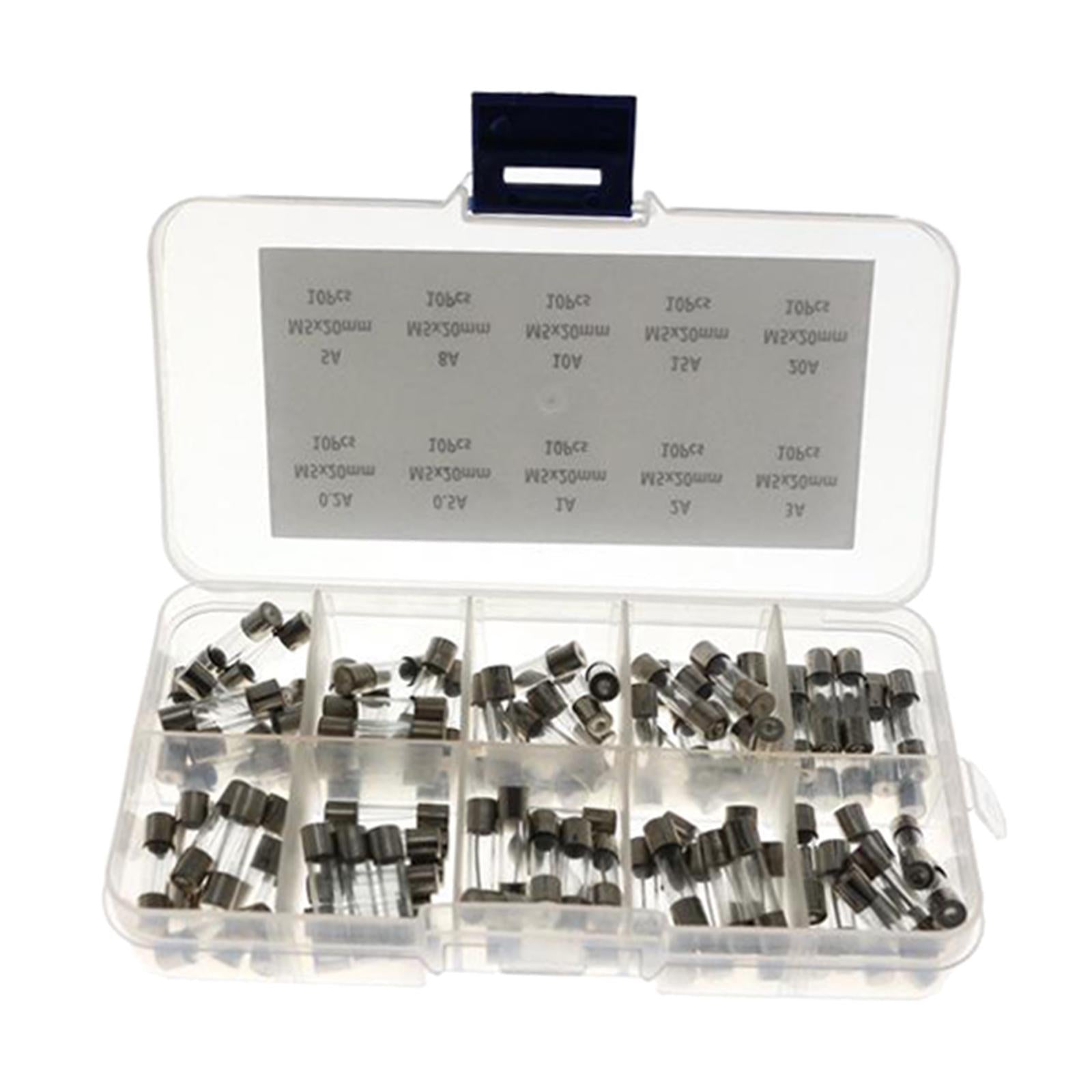 100pcs 1A 5V Quick Blow Fusing Glass Fuse 5X20mm Assortment with Storage Box