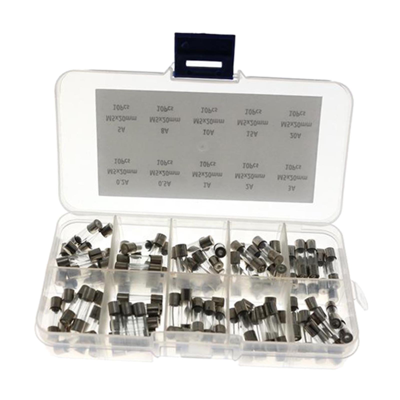 100pcs 1A 5V Quick Blow Fusing Glass Fuse 5X20mm Assortment with Storage Box