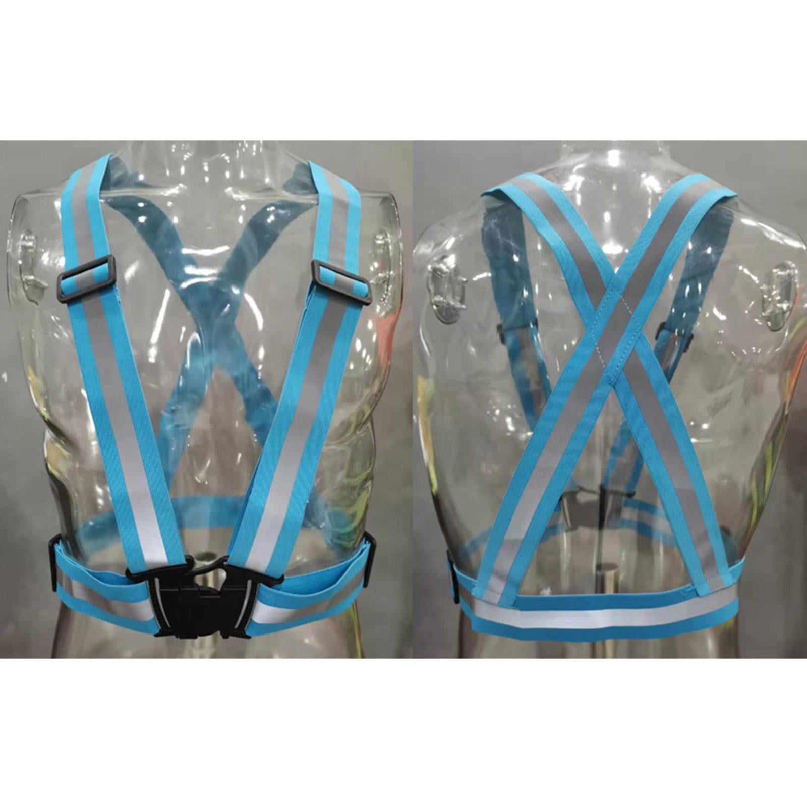 Adjustable Safety Security Visibility Reflective Vest Gear Light Blue
