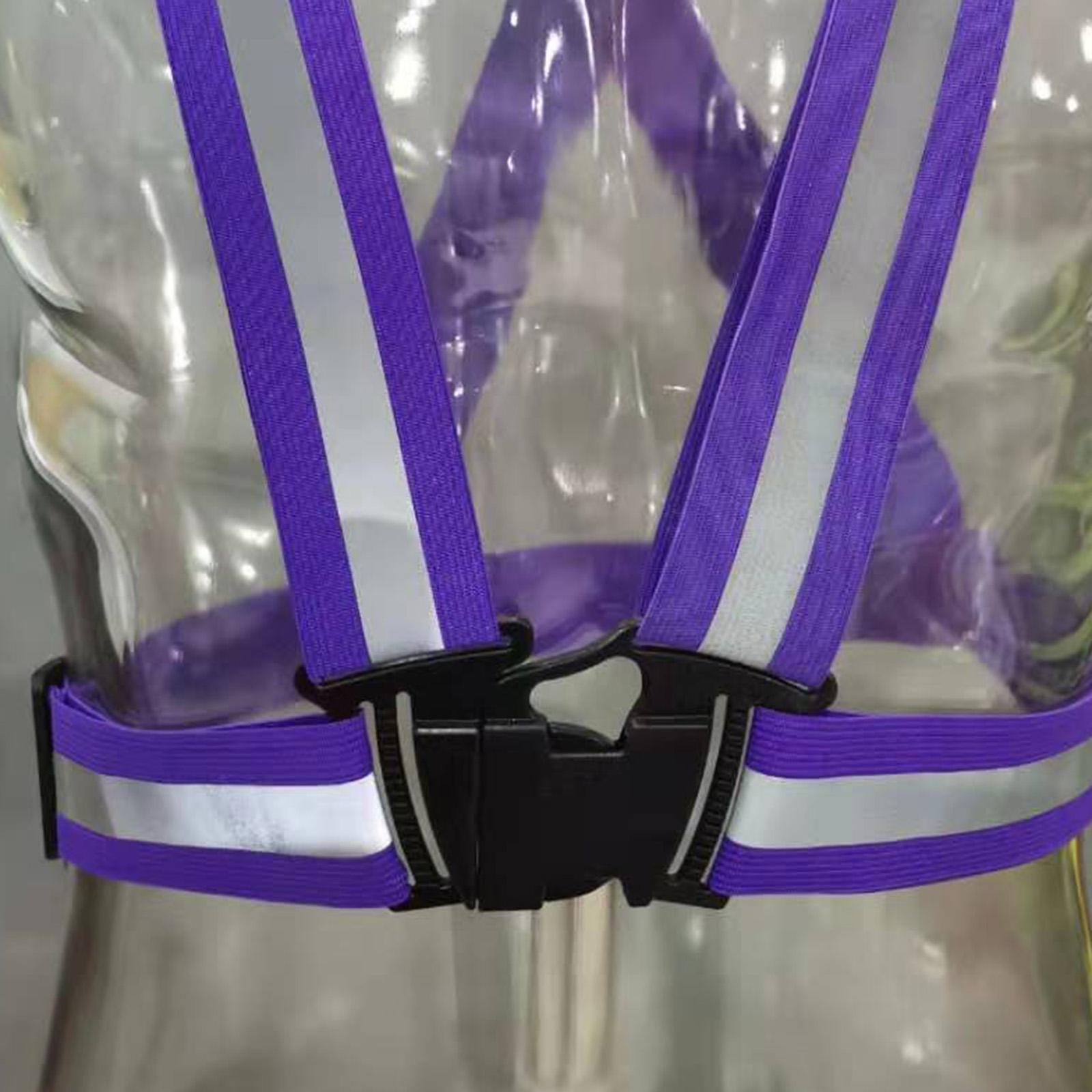 Adjustable Safety Security Visibility Reflective Vest Gear Purple